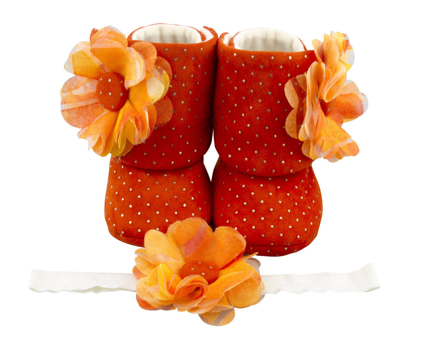 Autumn Bloom Baby Booties & Headband – Soft, Safe, and Stylish Elegance